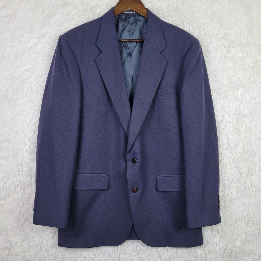 Irvine Park Mens Navy Blue Two Button Wool Blend Blazer Sport Coat 40R USA